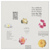 Garden Flowers met Quottes Print Pattern Fabric Stof (Close Up)