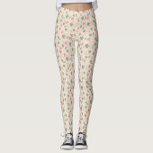 Garden Flowers on beige background Pattern Leggings (Voorkant)