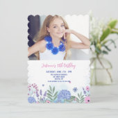 Garden Flowers Photo Invitation Kaart (Staand voorkant)