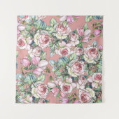 Garden flowers rose with tulips painted in waterco wandkleed (Voorkant (horizontaal))