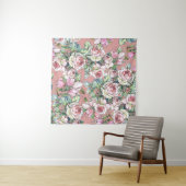 Garden flowers rose with tulips painted in waterco wandkleed (In Situ (horizontaal))