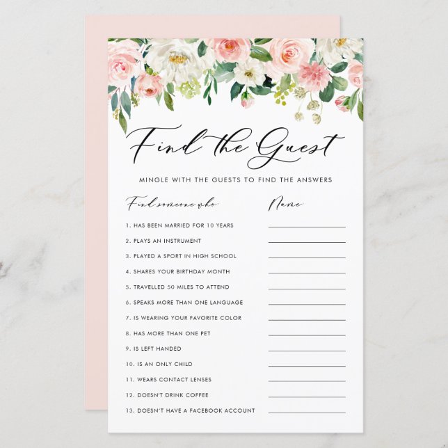 Garden Flowers Vind het Guest Vrijgezellenfeest sp (Voorkant / Achterkant)