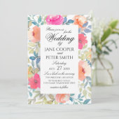 Garden flowers watercolours Wedding Invitation Kaart (Staand voorkant)