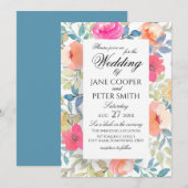 Garden flowers watercolours Wedding Invitation Kaart (Voorkant / Achterkant)