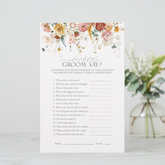 Garden Flowers Waterverf Vrijgezellenfeest (Staand voorkant)