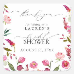 Garden Flowers Waterverf Vrijgezellenfeest Harteli Vierkante Sticker
