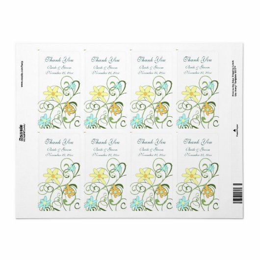 Garden Flowers Wedding Labels (Full Sheet)