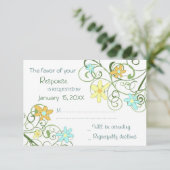 Garden Flowers Wedding RSVP Card Kaartje (Staand voorkant)