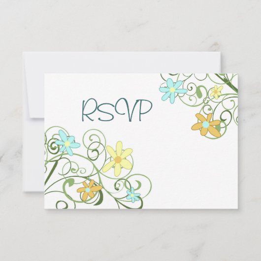 Garden Flowers Wedding RSVP Card Kaartje (Achterkant)