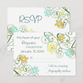 Garden Flowers Wedding RSVP Card Kaartje (Voorkant / Achterkant)