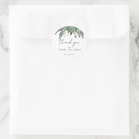 Garden Foliage Natuur Greenery Wedding Bedankt Ronde Sticker (Tas)