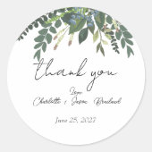 Garden Foliage Natuur Greenery Wedding Bedankt Ronde Sticker (Voorkant)