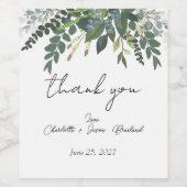Garden Foliage Natuur Greenery Wedding Bedankt Wijn Etiket (Enkel label)
