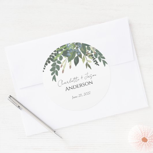 Garden Foliage Natuur Greenery Wedding Ronde Sticker (Envelop)