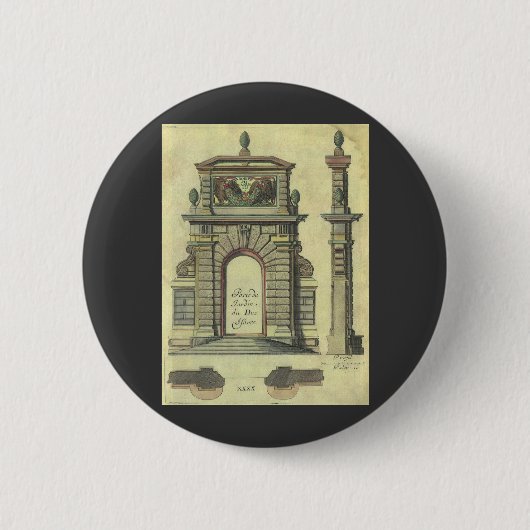 Garden Gate Arch, renaissance Architecture Ronde Button 5,7 Cm (Voorkant)