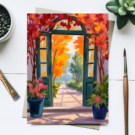 Garden Gate | Watercolor Botanical Floral Painting Briefkaart