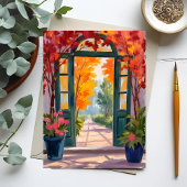 Garden Gate | Watercolor Botanical Floral Painting Briefkaart