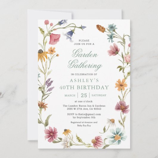 Garden Gathering Party Wildflower Verjaardag Kaart (Voorkant)