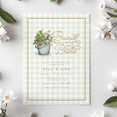 Garden Gingham Sage Gold Vrijgezellenfeest Brunch Kaart