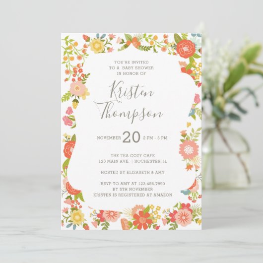 Garden Glory Baby shower Uitnodiging (Staand voorkant)