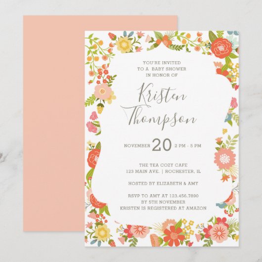 Garden Glory Baby shower Uitnodiging (Voorkant / Achterkant)