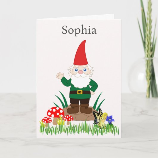Garden Gnome Birthday Personalize Name Age Kaart (Voorkant)