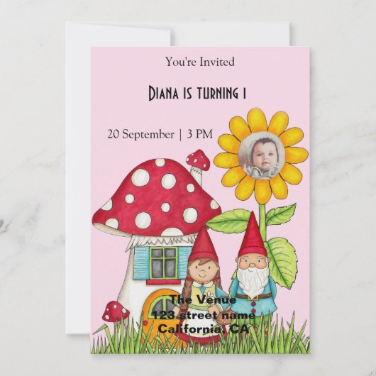 Garden Gnome Birthday Uitnodiging (Voorkant)