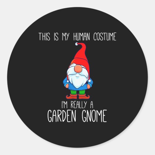 Garden Gnome Costume, Halloween, This Is My Human  Ronde Sticker (Voorkant)