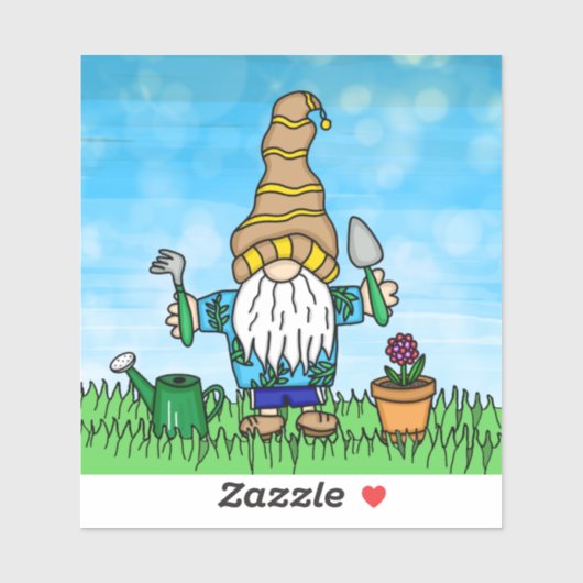 Garden Gnome Cute Hand getekend Sticker (Vel)