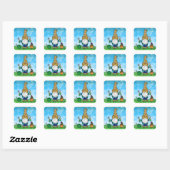 Garden Gnome Cute Hand getekend Vierkante Sticker (Vel)