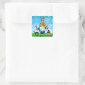 Garden Gnome Cute Hand getekend Vierkante Sticker (Tas)