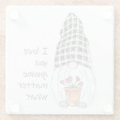 Garden Gnome Ik hou van jou. Glazen Onderzetter (Achterkant)