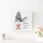 Garden Gnome Ik hou van jou. Vierkante Klok (Huis)