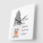 Garden Gnome Ik hou van jou. Vierkante Klok (Hoek)