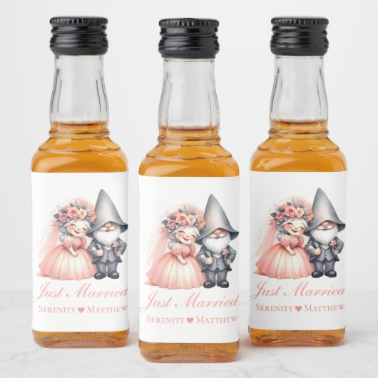Garden Gnome is net getrouwd met een sprookjesacht Likeurfles Etiket (Flessen)