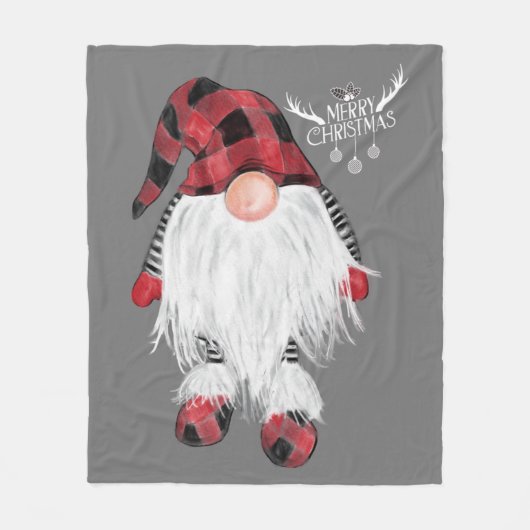 Garden Gnome Merry Kerstrode Buffalo Play Paj Fleece Deken (Voorkant)