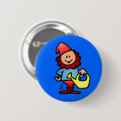 Garden gnome ronde button 5,7 cm (Voorkant /achterkant)