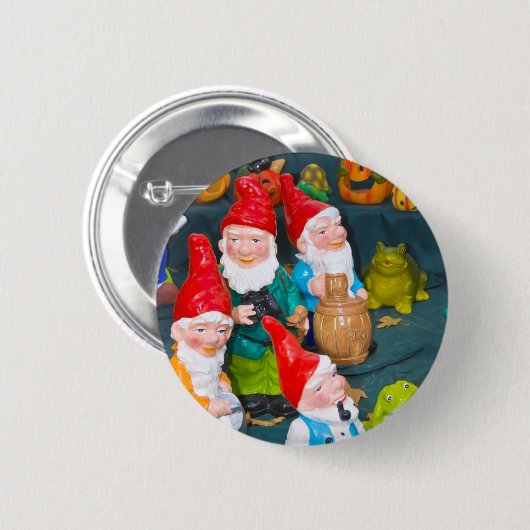 Garden gnome ronde button 5,7 cm (Voorkant /achterkant)