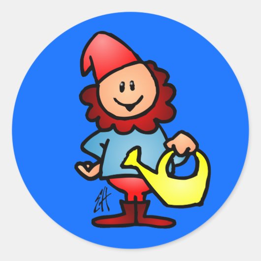 Garden gnome ronde sticker (Voorkant)