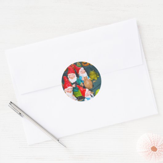Garden gnome ronde sticker (Envelop)