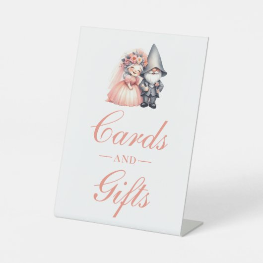 Garden Gnome Rustieke Trouwkaarten en Geschenken Reclamebord Met Voetstuk (Voorkant)