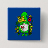 Garden Gnome Vierkante Button 5,1 Cm (Voorkant)