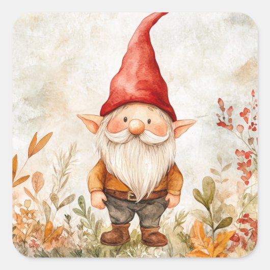 Garden Gnome Vierkante Sticker (Voorkant)