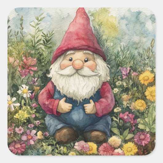 Garden Gnome Vierkante Sticker (Voorkant)