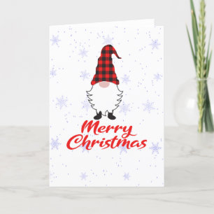 Garden Gnome Vrolijk Kerstfeest Rode buffel Plaid Feestdagen Kaart