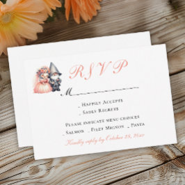 Garden Gnome Wedding RSVP | Oranje Woodland Summer Kaartje
