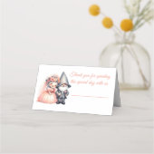 Garden Gnome Woodland Sinaasappel Trouwtafel Escor Plaatskaartje (Voorkant)