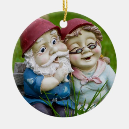 Garden Gnomen Couple Ornament Round (Voorkant)