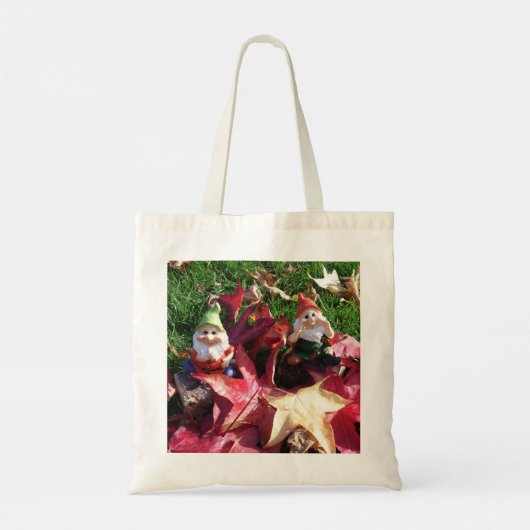 Garden-gnomen in de gaarne-Herfst rode bruine blad Tote Bag (Achterkant)