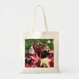 Garden-gnomen in de gaarne-Herfst rode bruine blad Tote Bag